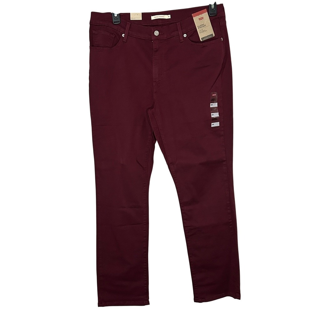 Levis Classic Straight Denim Jeans Women 16M Burgundy NWT Autumn Fall Curvy Girl